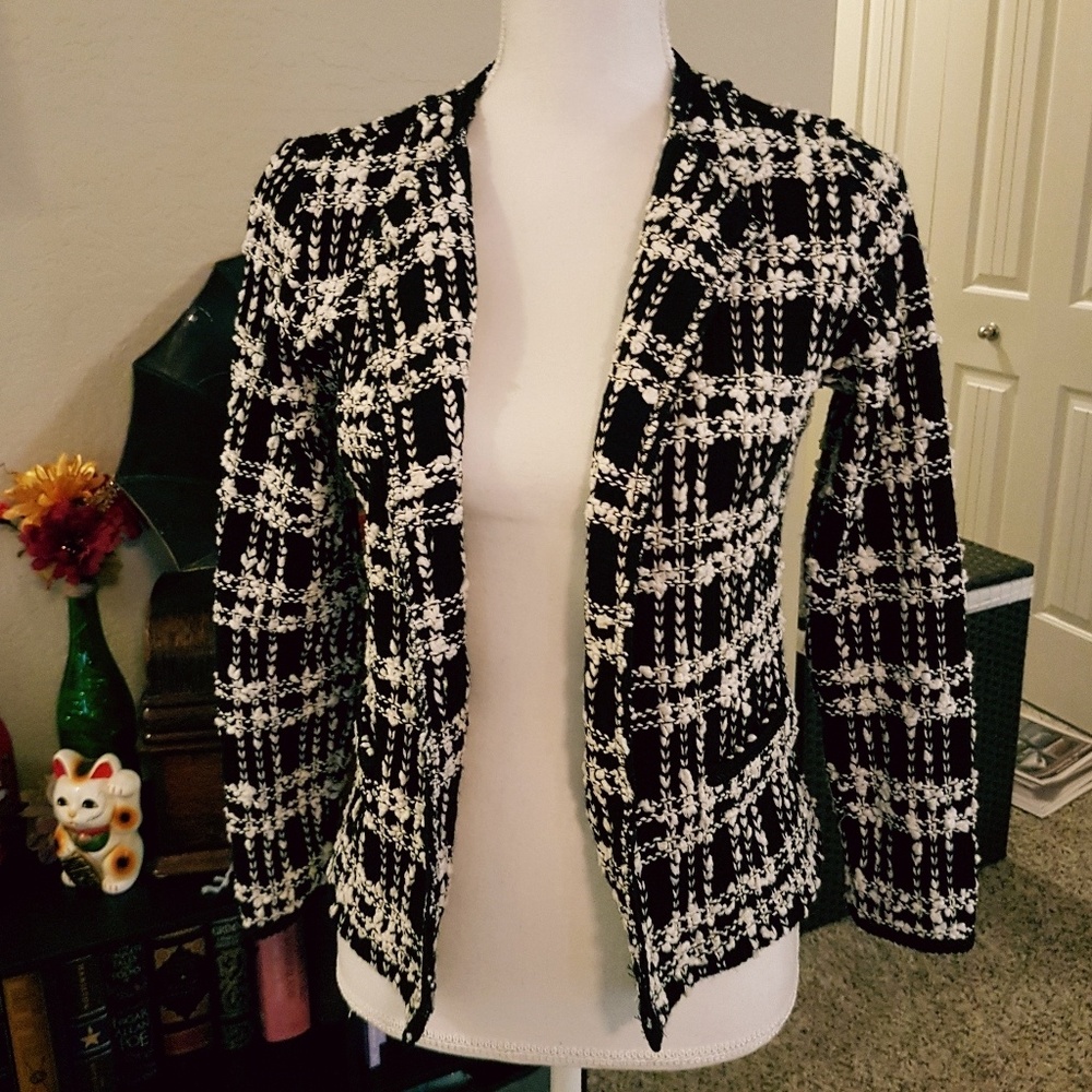 Black and White Textured Blazer